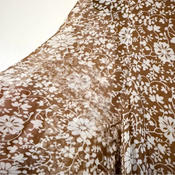 Sezane Olivia Long Sleeve Mini Dress in Flora Moka Brown Size 42 US 10 - Picture 4 of 12